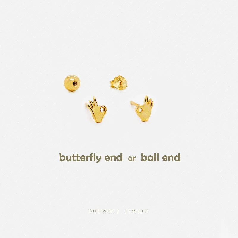 Rose Gold - Tone Geometric - Patterned Stud Earrings for a Modern and Trendy LookTiny Ok Hand Gesture Sign Stud Earrings, Unisex, Gold, Silver SHEMISLI SS673 Butterfly End, SS674 Screw Ball End (Type A) LR