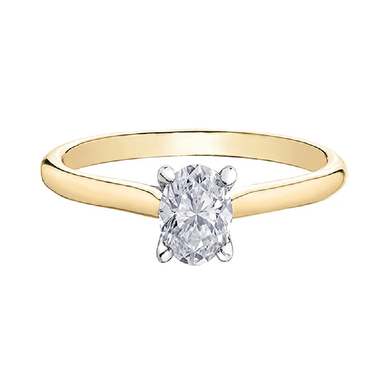 Pear - Shaped Women's Diamond Rings in Yellow Gold with a Single - Diamond Pendant LookCanadian Oval Diamond Solitaire Ring