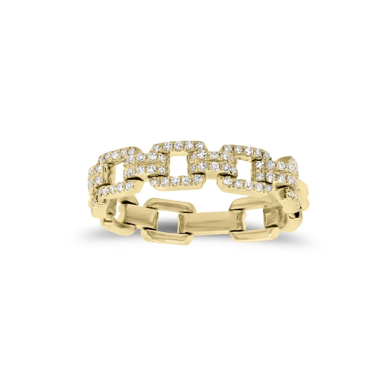 Fashion Rings with Initial Charms in Silver - Plated Metal for a Custom AccessoryDiamond Square Flexible Chain Ring