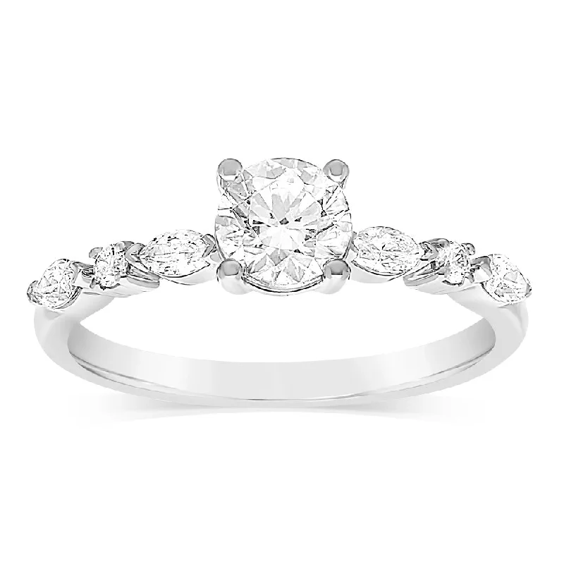 Princess - Cut Women's Diamond Rings in White Gold with a High - Clarity Diamond for a Modern LookLuminesce Lab Grown Cross 14ct White Gold 1 Carat Diamond Solitaire Fancy Ring with 0.70 Carat Centre Bril Cut Diamond