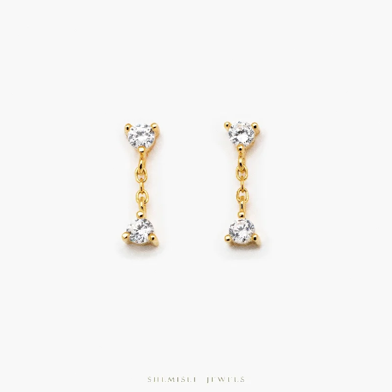 Adjustable - Back Crystal Stud Earrings in Clear for a Sparkling and Versatile PieceCZ Dangle Earrings, White Stone, Unisex, Gold, Silver SHEMISLI - SS209 Butterfly End, SS747 Screw Ball End (Type A)