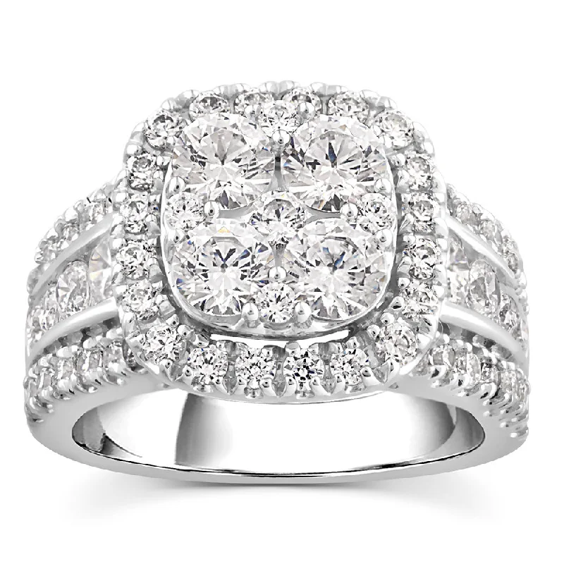 Cathedral - Style Women's Diamond Rings with a Raised Center Setting and Elaborate Metalwork14ct White Gold Luminesce Lab Grown 2.96 Carat Diamond Ring SIZE N½