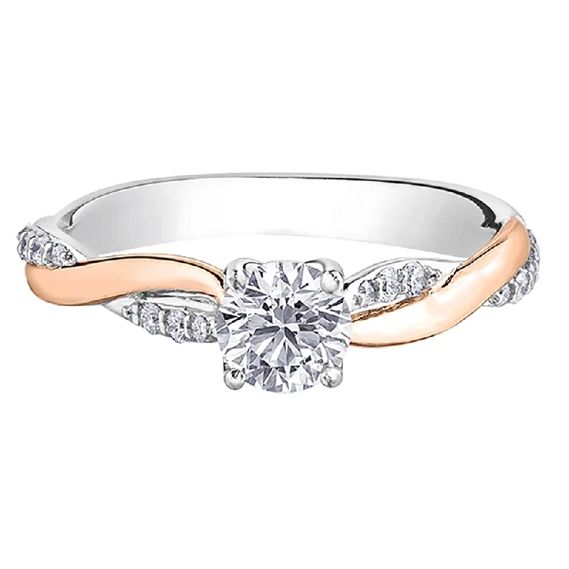 Three - Stone Women's Diamond Rings Symbolizing Past, Present, and Future with Emerald - Cut DiamondsAccented Canadian Twist Diamond Ring