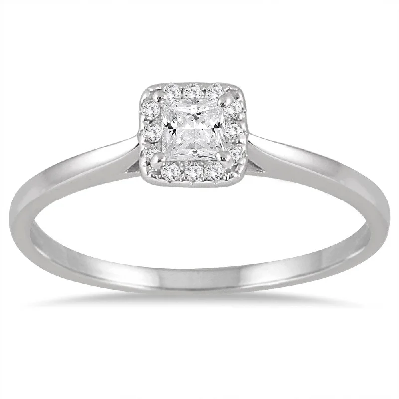 Marquise - Cut Women's Diamond Rings in Palladium for a Unique and Elongated ShapeMarquee 14k White Gold 1/3ct TDW Diamond Halo Square Promise Ring