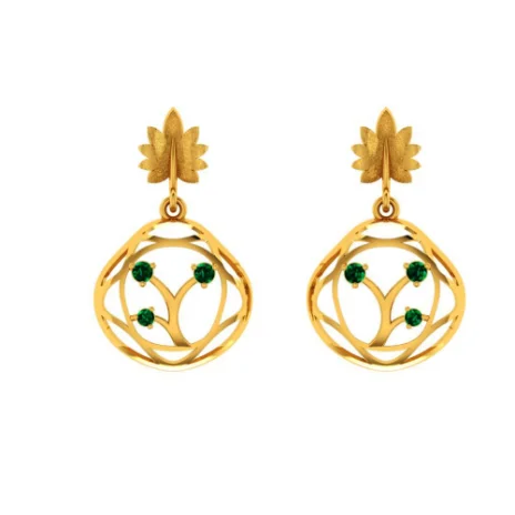 Three - Stone Women's Diamond Rings Symbolizing Past, Present, and Future with Emerald - Cut DiamondsElegant Green Stone Studded Teardrop Shaped 14k Gold Earrings