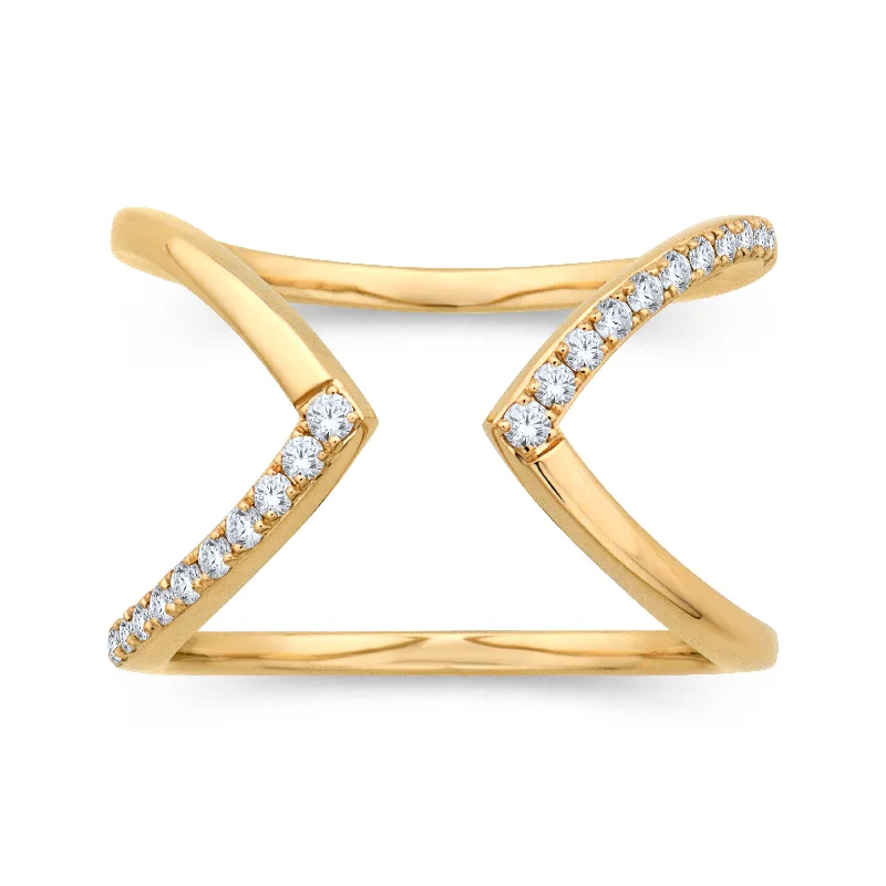 Magnetic Fashion Rings in Stainless Steel with a Modern, Interlocking Design14K Yellow Gold 0.23cttw. Diamond Open Crossover Fashion Ring