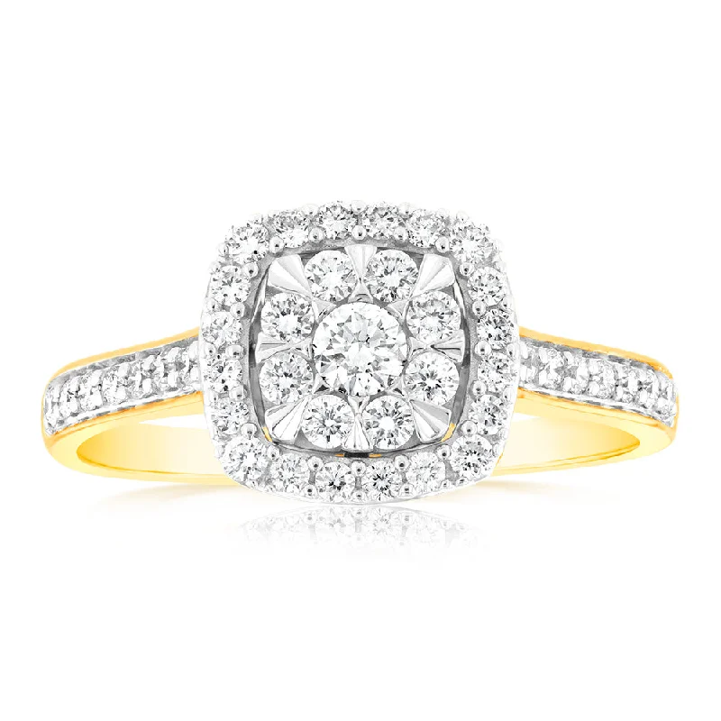 Three - Stone Women's Diamond Rings Symbolizing Past, Present, and Future with Emerald - Cut DiamondsLuminesce Lab Grown 9ct Yellow Gold 1/2 Carat Diamond Ring