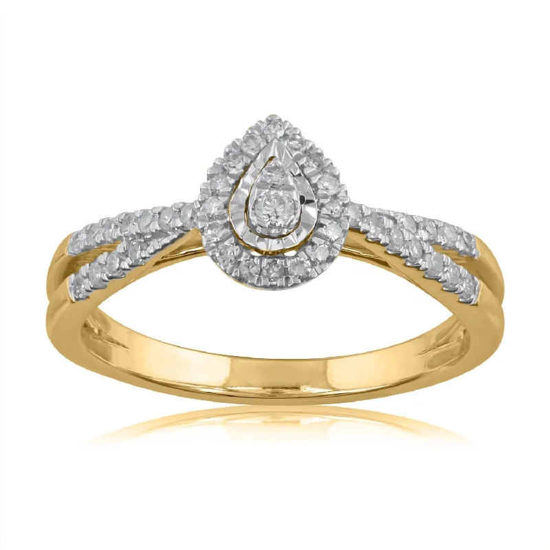 Marquise - Cut Women's Diamond Rings in Palladium for a Unique and Elongated Shape14K YG Cluster Diamond Ring-1pc