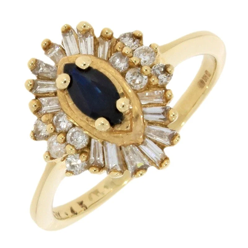 Women's Diamond Rings with Sapphire Accents in Blue for a Colorful and Sophisticated TouchPre Owned 9ct Yellow Gold Sapphire And Diamond Cluster Ring