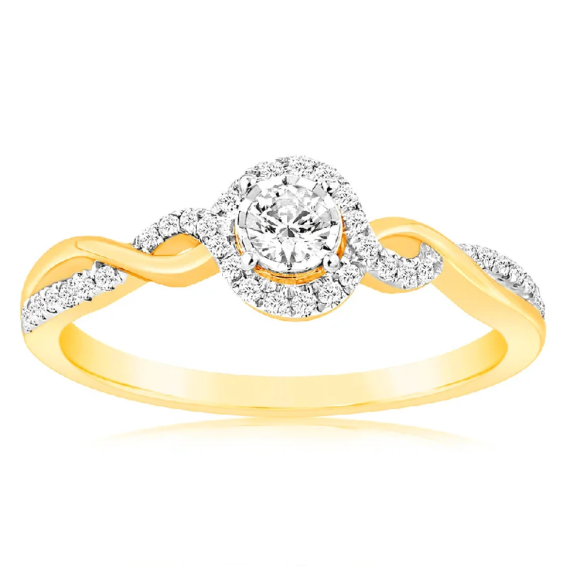 Adjustable Women's Diamond Rings with a Flexible Band for a Comfortable and Custom FitLuminesce Lab Grown 9ct Yellow Gold 11 Brilliant Cut Diamonds Engagement Ring