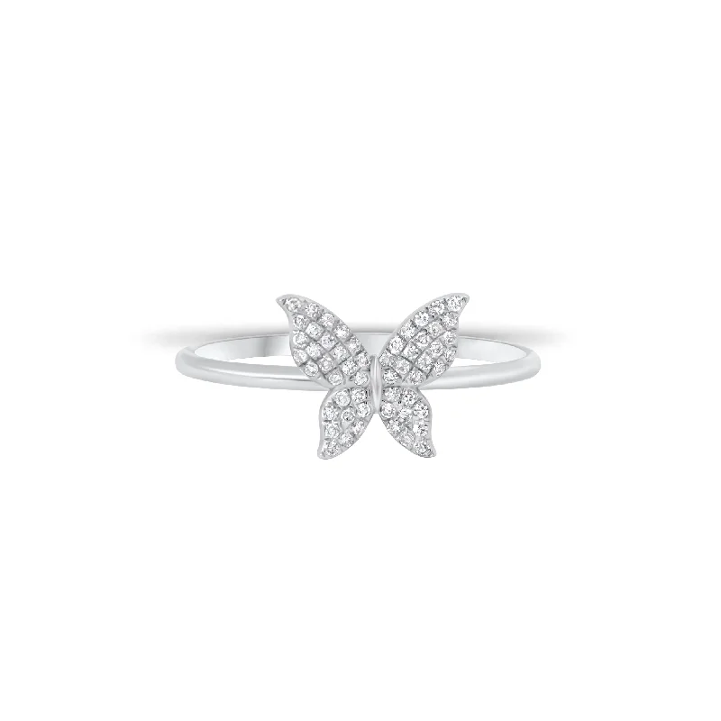 Geometric - Shaped Fashion Rings in Titanium with Iridescent InlaysDiamond Dainty Butterfly Fashion Ring