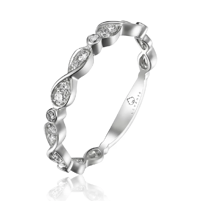 Geometric - Shaped Fashion Rings in Titanium with Iridescent Inlays14K White Gold Infinity Diamond Stackable Ring