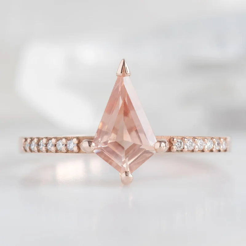 Men's Amethyst Engagement Rings in Sterling Silver with a Contemporary Geometric SettingThe Willow Ring | 0.79ct Kite Sunstone in 14K Rose Gold