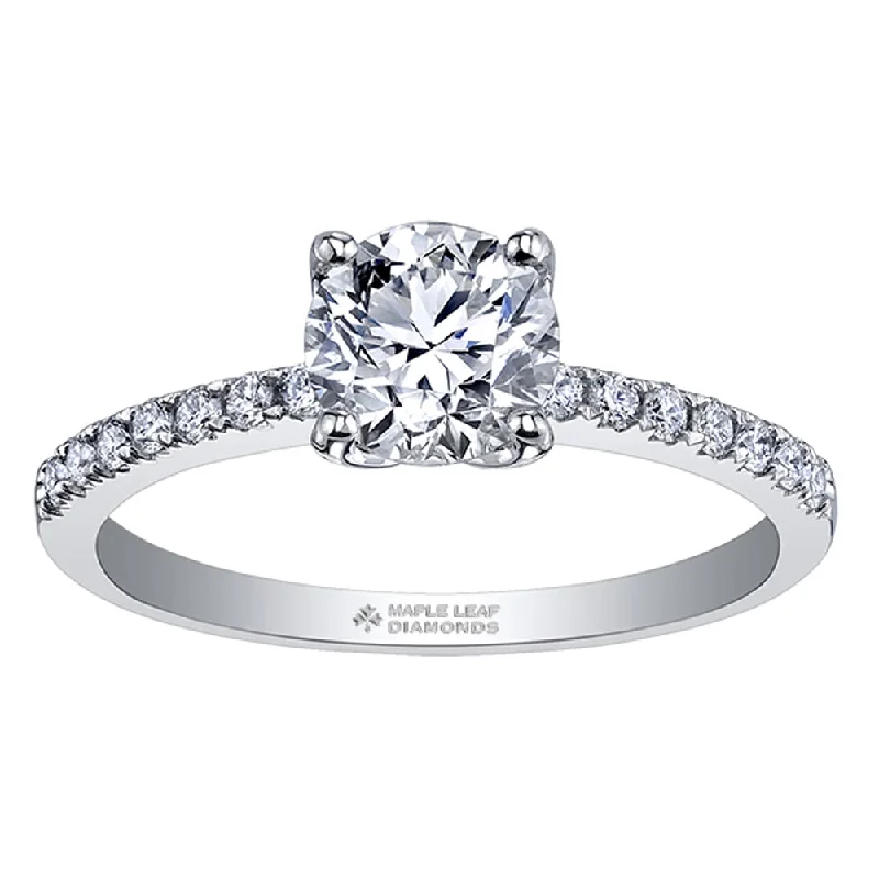 Cathedral - Style Women's Diamond Rings with a Raised Center Setting and Elaborate MetalworkAccented Canadian Round Diamond Solitaire Ring