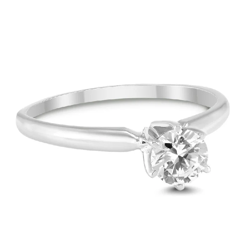 Women's Solitaire Diamond Rings with Round - Cut Diamonds and Platinum Settings for an Elegant Engagement3/8 Carat Round Diamond Solitaire Ring in 14K White Gold