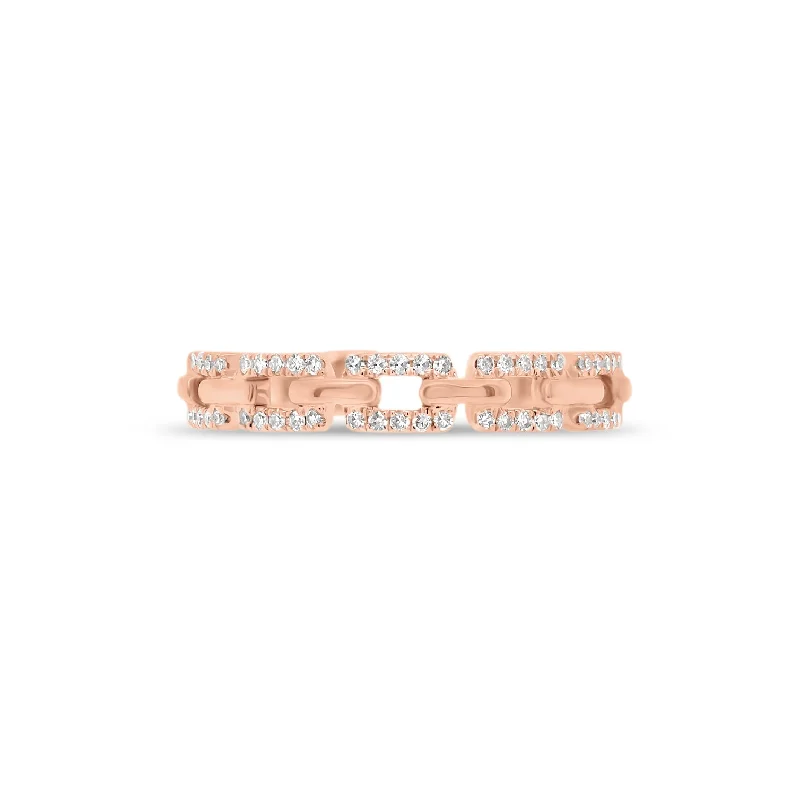 Chunky Fashion Rings in Copper with Geometric Patterns for a Bold AccessoryDiamond Chain Link Stackable Ring