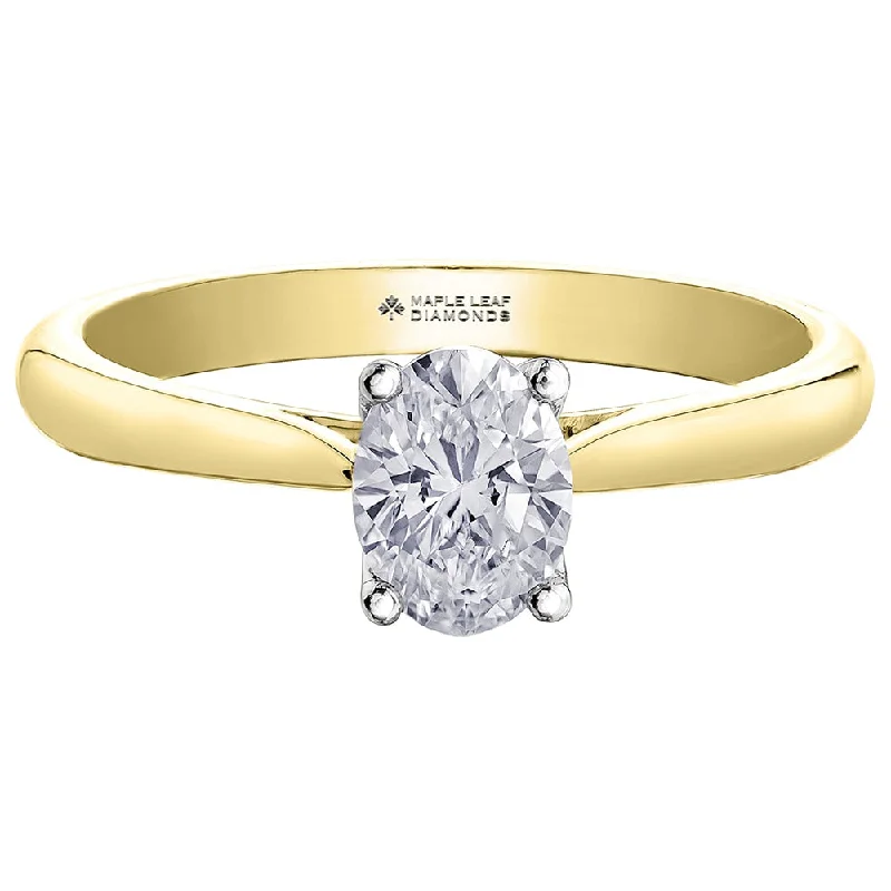 Marquise - Cut Women's Diamond Rings in Palladium for a Unique and Elongated ShapeOval Canadian Diamond Solitaire Ring