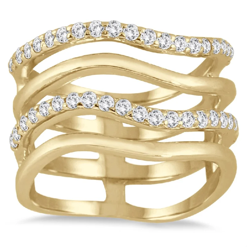 Signature - Design Women's Diamond Rings with a Brand - Specific Pattern and High - Quality DiamondsMarquee 3/8 Carat Diamond Double Row Ring in 10K Yellow Gold I-J, I2-I3)