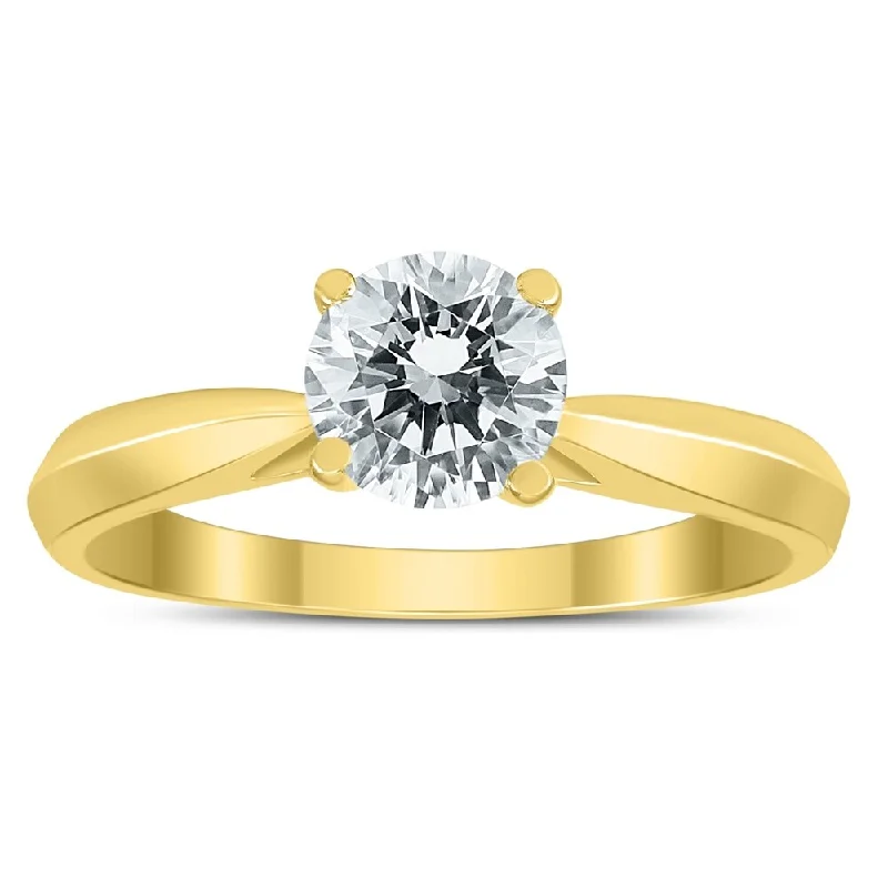 Adjustable Women's Diamond Rings with a Flexible Band for a Comfortable and Custom FitAGS Certified 1 Carat TW Diamond Solitaire Ring with Side Diamond Accents in 14K Yellow Gold