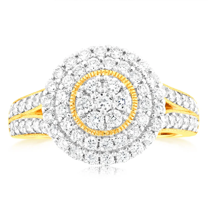 Women's Solitaire Diamond Rings with Round - Cut Diamonds and Platinum Settings for an Elegant EngagementLuminesce Lab Grown 1 Carat Diamond Ring in 9ct Yellow Gold