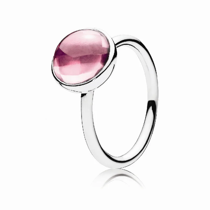 Bangle - Style Fashion Rings in Rose - Gold - Plated Aluminum with Etched PatternsPink Poetic Medium Droplet Silver Feature Ring W Pink Cz