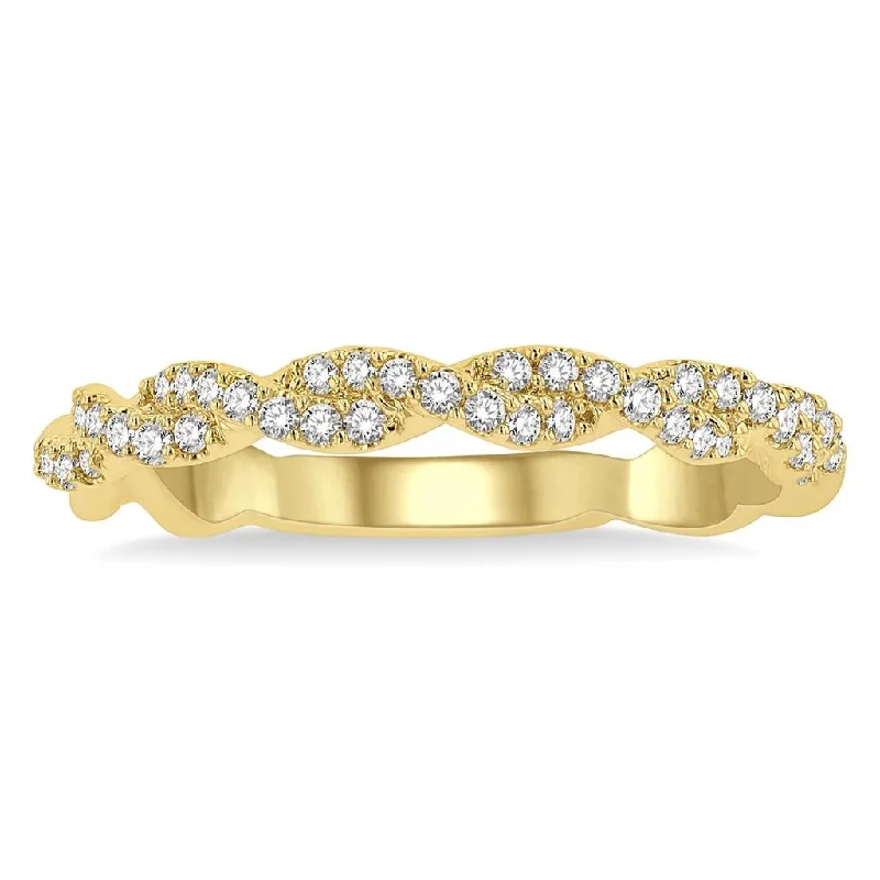 Fashion Rings with Initial Charms in Silver - Plated Metal for a Custom Accessory14K Yellow Gold Twist Diamond Ring