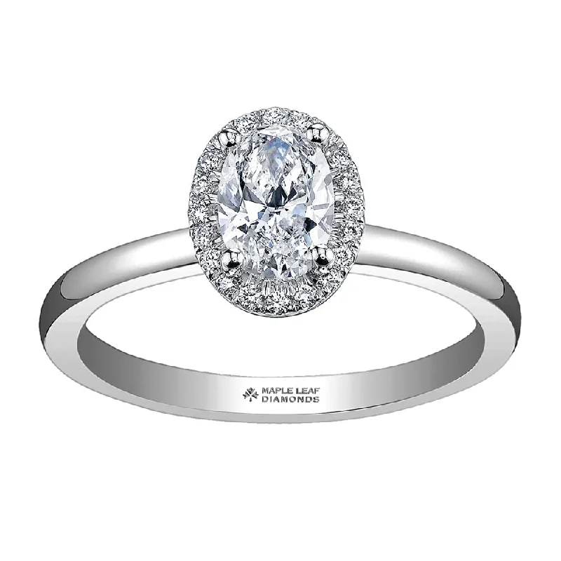 Marquise - Cut Women's Diamond Rings in Palladium for a Unique and Elongated ShapeCanadian Oval Diamond Ring With Halo