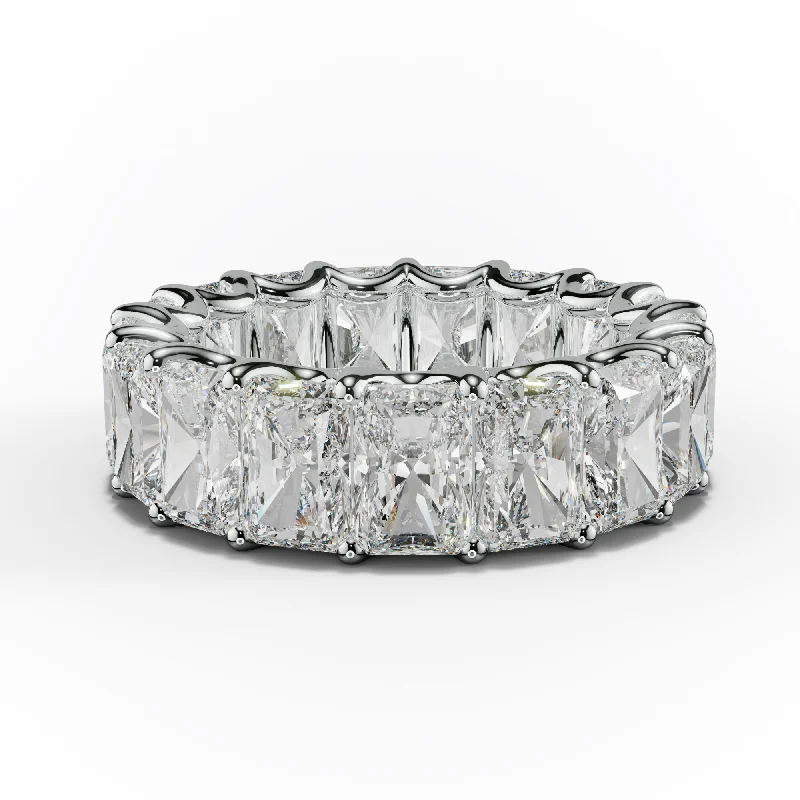 Women's Diamond Rings with Side - Stone Pave Setting for a Sparkling and Continuous Shine11.0 Carat Radiant Cut Diamond Eternity Band Shared Prong