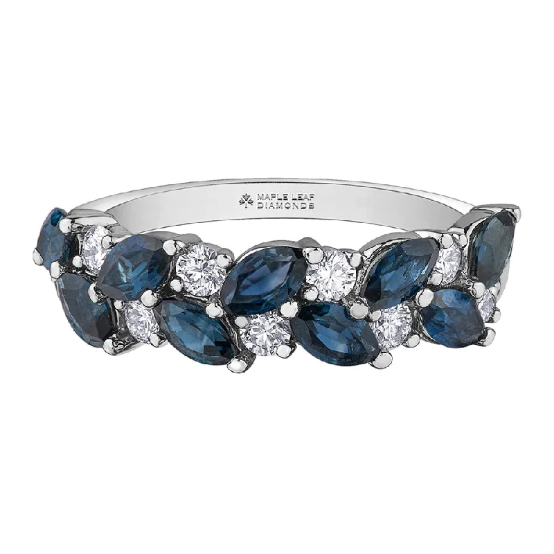 Cluster - Style Women's Diamond Rings with Multiple Small Diamonds Arranged in a Stunning PatternSapphire and Canadian Diamond Ring