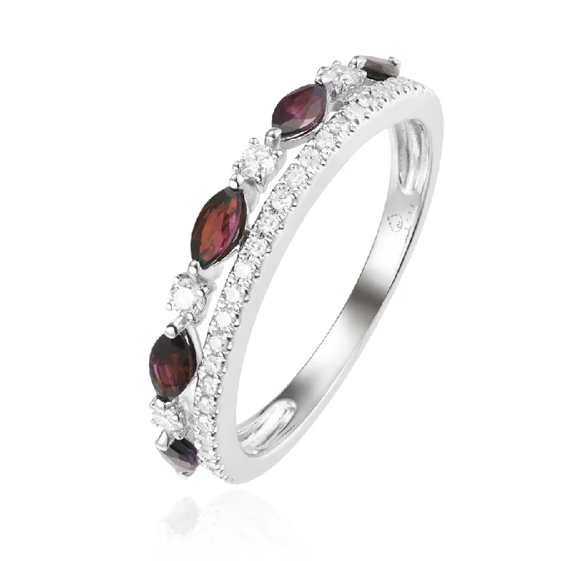 Vintage - Reproduction Fashion Rings in Bronze with Cameo - Style Medallions14K White Gold Ruby And Diamond Stacked Ring