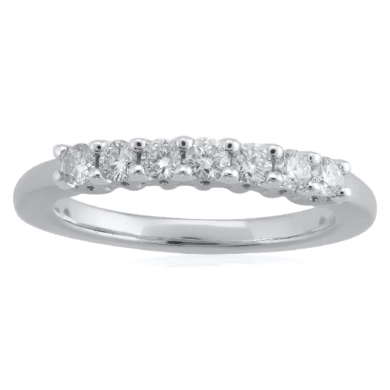 Channel - Set Women's Diamond Rings with Diamonds Securely Held in a Metal Groove for Durability18K WG Band Diamond Ring-1pc