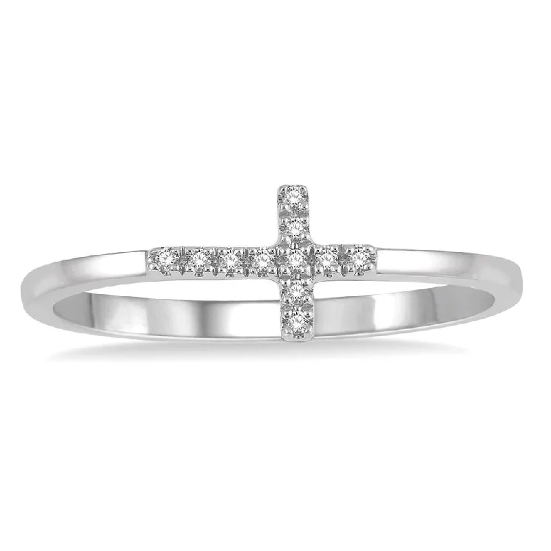 Pearl - Adorned Fashion Rings in Gold - Tone Alloy for a Sophisticated Look10K White Gold Diamond Cross Ring