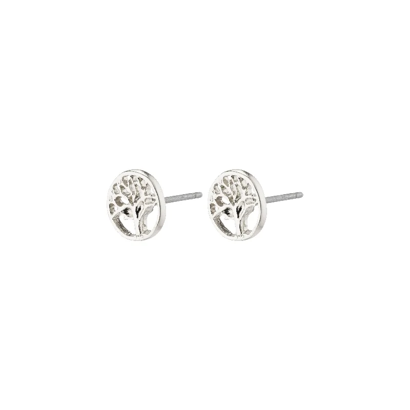 Matte - Finish Titanium Hexagon Stud Earrings for a Sleek and Contemporary StyleIBEN tree-of-life earrings silver-plated