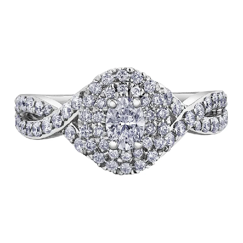 Cluster - Style Women's Diamond Rings with Multiple Small Diamonds Arranged in a Stunning PatternCanadian Oval Diamond Ring with Halo and Accents