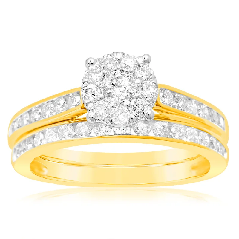 Princess - Cut Women's Diamond Rings in White Gold with a High - Clarity Diamond for a Modern LookLuminesce Lab Grown 9ct Yellow Gold Bridal Set in 1 Carat Diamond