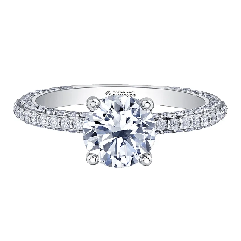 Cluster - Style Women's Diamond Rings with Multiple Small Diamonds Arranged in a Stunning PatternRound Canadian Diamond Solitaire with Hidden Halo and Diamond Pavé