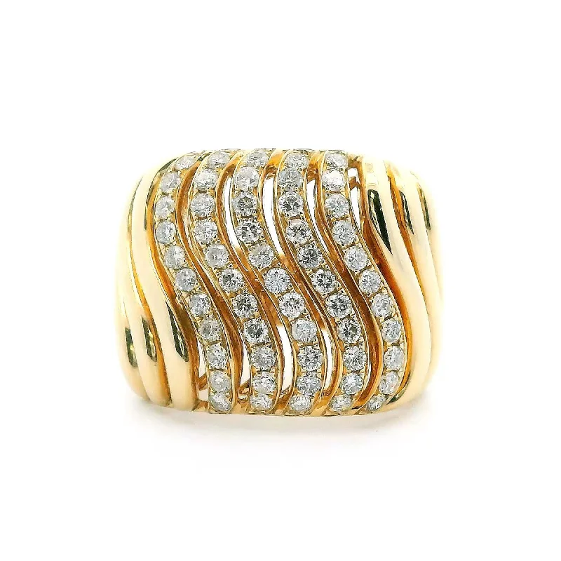 Open - Band Fashion Rings in Sterling Silver with Gemstone Inlays14K Yellow Gold 0.87cttw. Diamond S Curve Wide Fashion Ring