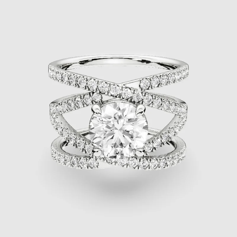 Rhinestone - Embellished Fashion Rings in Silver - Tone Metal for a Glamorous TouchThe Santorini Ring -Round