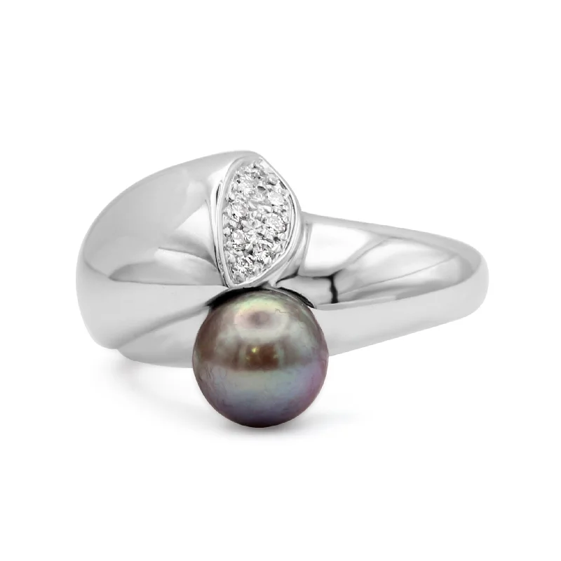 Marquise - Cut Women's Diamond Rings in Palladium for a Unique and Elongated ShapeBoodles Crossover Tahitian Pearl & Diamond Ring - 18ct White Gold