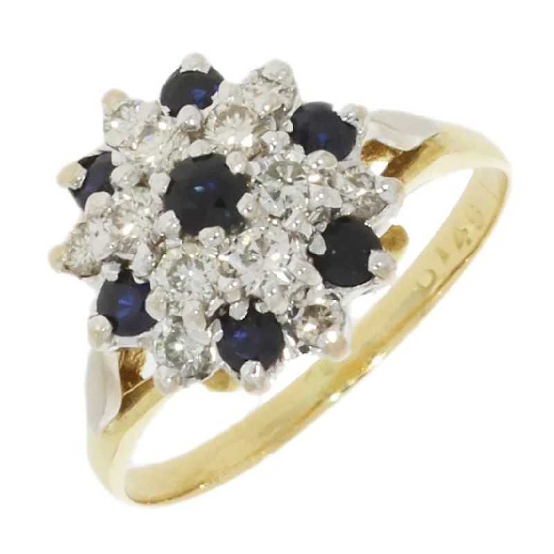 Adjustable Women's Diamond Rings with a Flexible Band for a Comfortable and Custom FitPre Owned 9ct Yellow Gold Sapphire and 0.45cts Diamond Cluster Ring