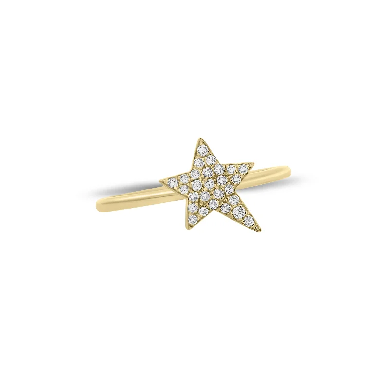 Fashion Rings with Initial Charms in Silver - Plated Metal for a Custom AccessoryDiamond Star Ring