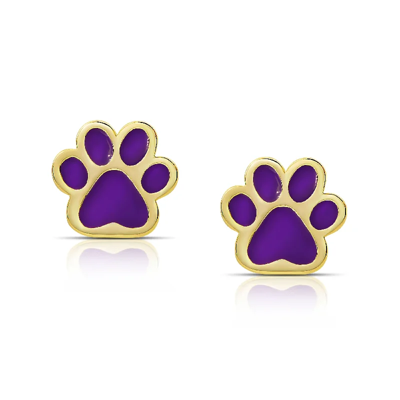 Kids' Plastic Animal - Shaped Stud Earrings in Bright Colors for a Fun and Safe AccessoryDog Paw Stud Earrings