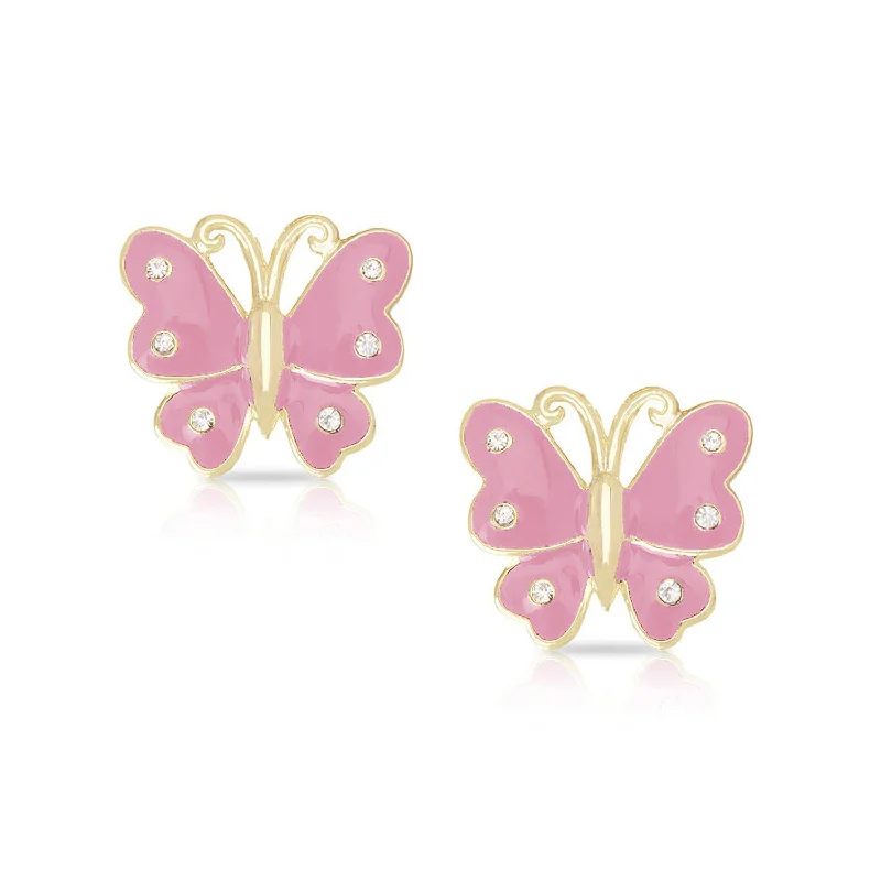 Hypoallergenic Sterling Silver Star - Studded Stud Earrings for Sensitive EarsButterfly Stud Earrings with Crystals