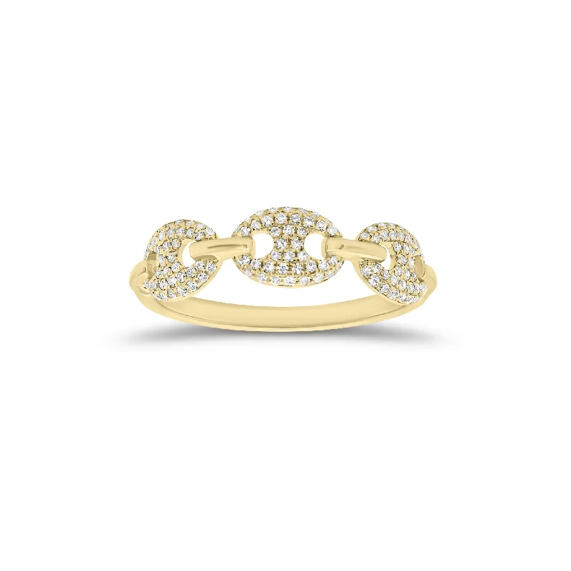 Rhinestone - Embellished Fashion Rings in Silver - Tone Metal for a Glamorous TouchDiamond Puffed Mariner Chain Stacking Ring