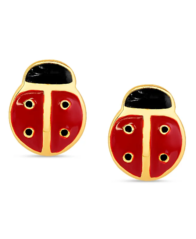 Rose Gold - Tone Geometric - Patterned Stud Earrings for a Modern and Trendy LookLadybug Stud Earrings