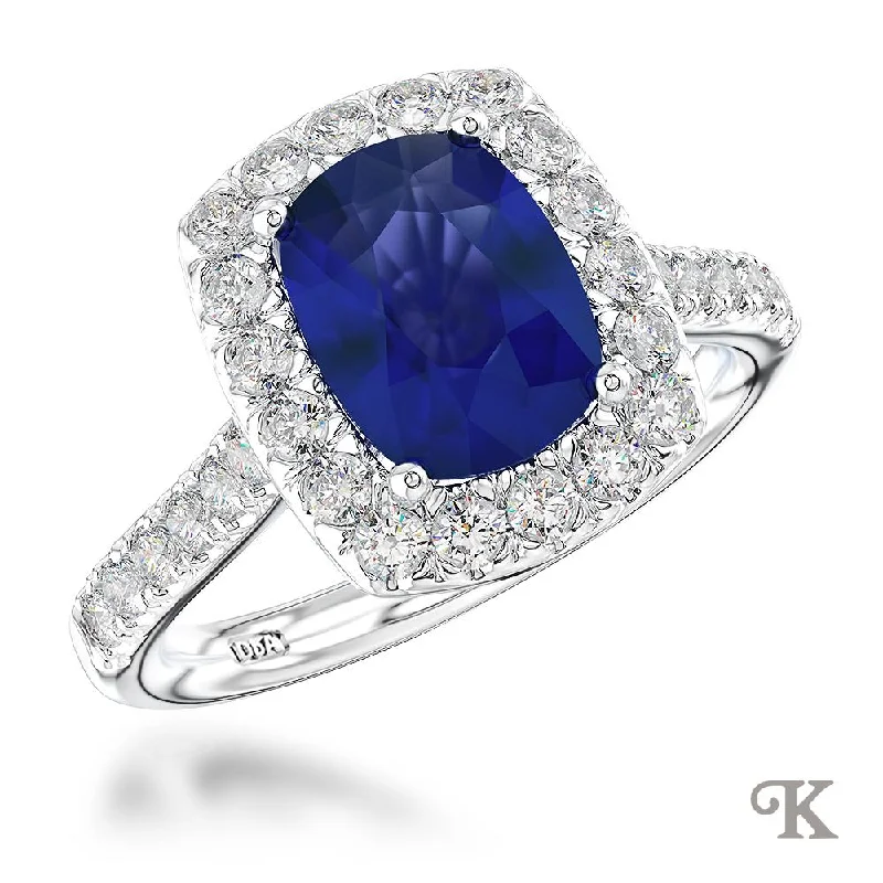 Men's Lapis Lazuli Engagement Rings in Sterling Silver with a Star - Shaped Stone SettingEvie Cushion Halo