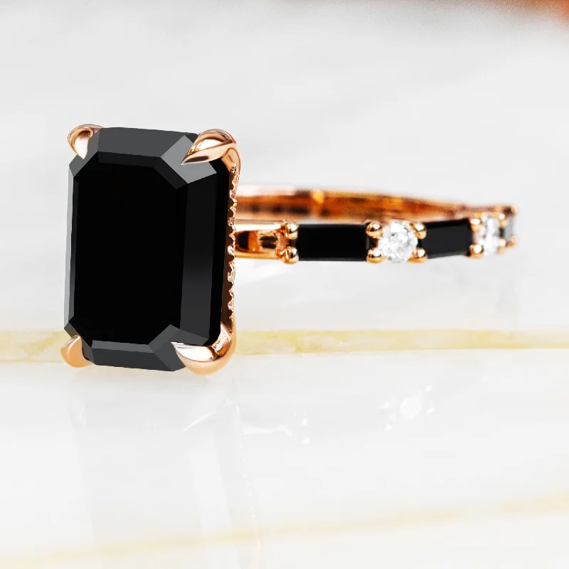 Heart - Shaped Women's Diamond Rings in Rose Gold for a Romantic and Symbolic GiftArafel - Art Deco Natural Black Diamond Emerald Cut Engagement Ring