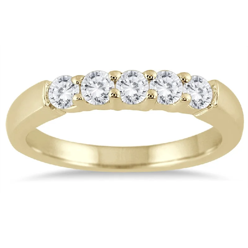 Adjustable Women's Diamond Rings with a Flexible Band for a Comfortable and Custom FitMarquee Jewels 10k Yellow Gold 1ct TDW Prong-set 5-stone Diamond Band