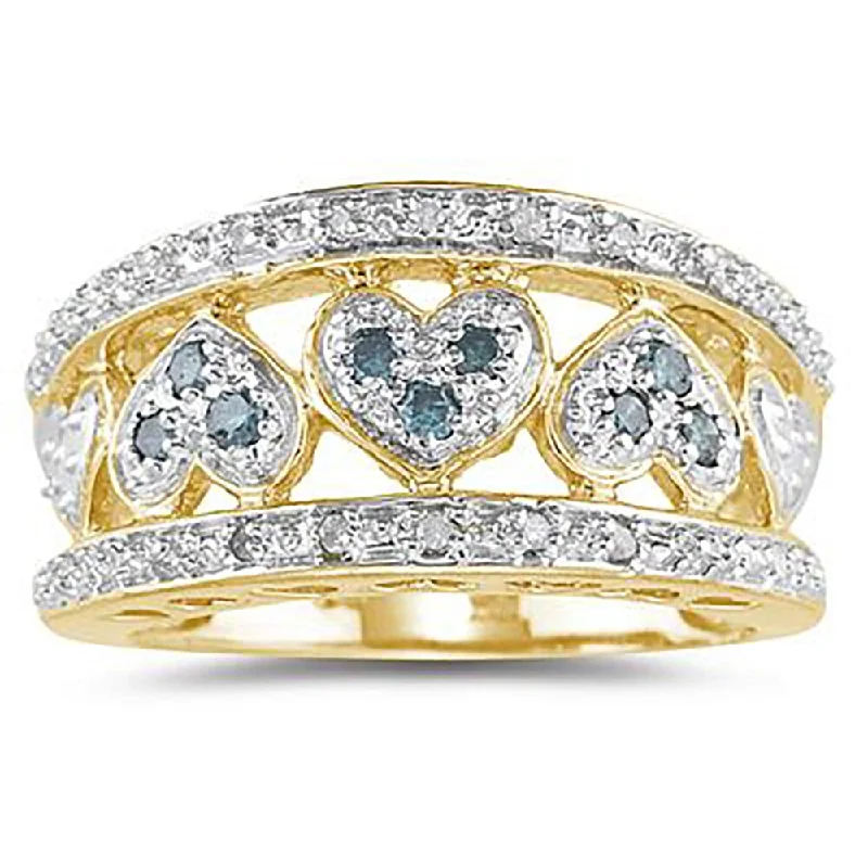 Marquise - Cut Women's Diamond Rings in Palladium for a Unique and Elongated ShapeMarquee Blue and White Diamond Heart Ring in 10k Yellow Gold