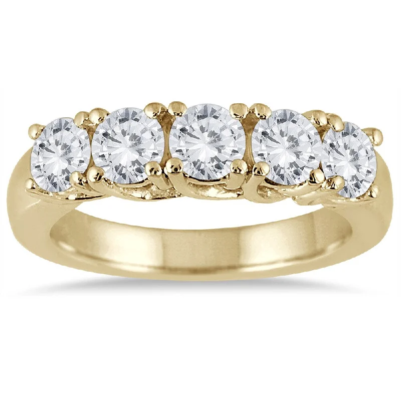 Tennis - Style Women's Diamond Rings with a Continuous Row of Diamonds for a Classic and Versatile LookMarquee Jewels 14K Yellow Gold 2 CTW Prong Set 5-stone Diamond Band